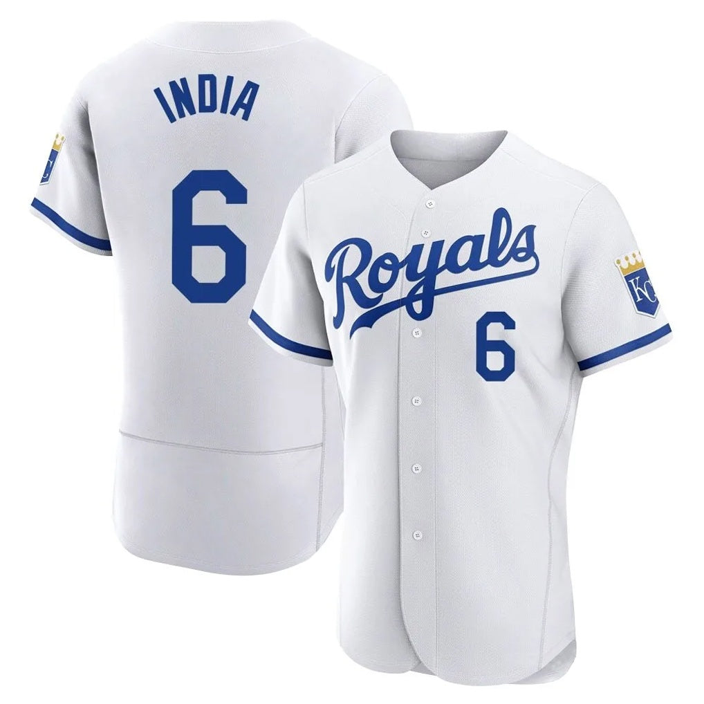 Kansas City Royals #6 Jonathan India Player White HeidiMiller Limited Elite Home Game Stitched Jerseys