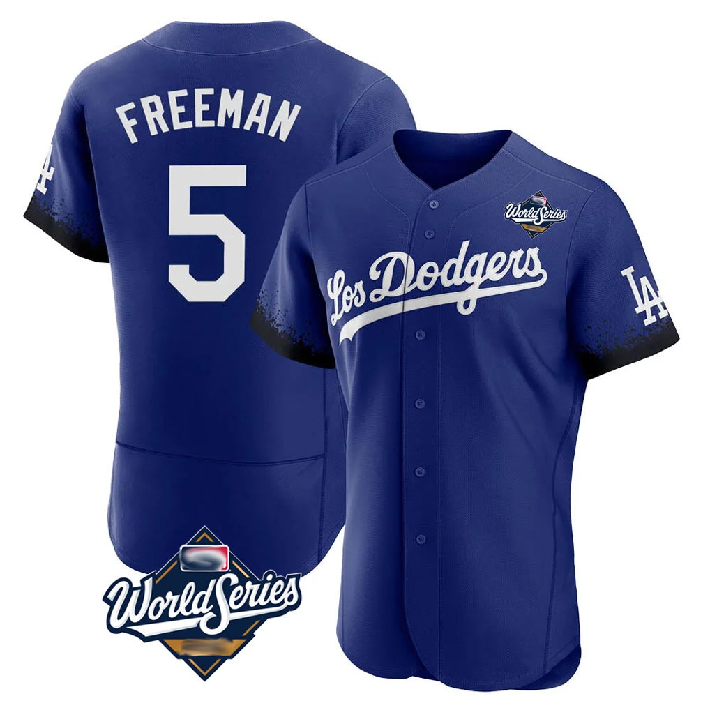 Los Angeles Dodgers #5 Freddie Freeman Player Royal HeidiMiller World Series City Connect Elite Home Stitched Jerseys