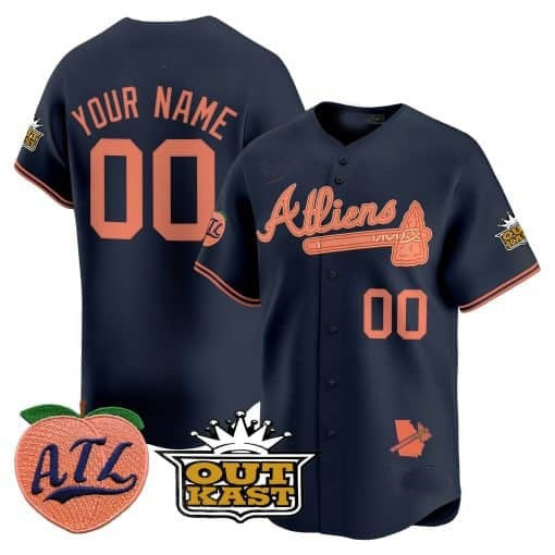 Custom Atlanta Braves Atliens & Peach Vapor Premier Limited Jersey ¨CNavy HeidiMiller