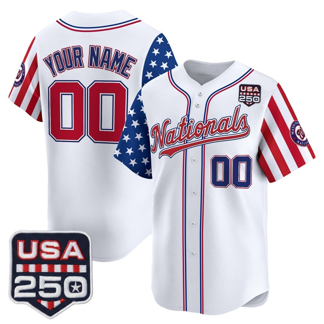 Custom Washington Nationals America 250 Edition Vapor Premier Limited White HeidiMiller Stitched Jerseys