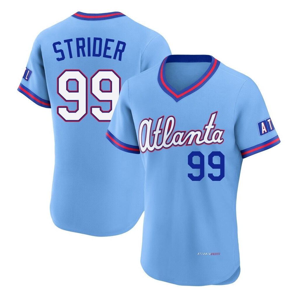 Atlanta Braves #99 Spencer Strider Player Powder Blue HeidiMiller 2026 City Connect T-shirt Limited Elite Home Game Stitched Jerseys