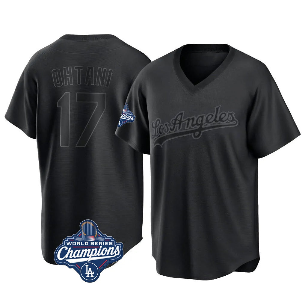 Los Angeles Dodgers #17 Shohei Ohtani Player Black HeidiMiller World Series Meet Pitch Fashion T-shirt Stitched Jerseys