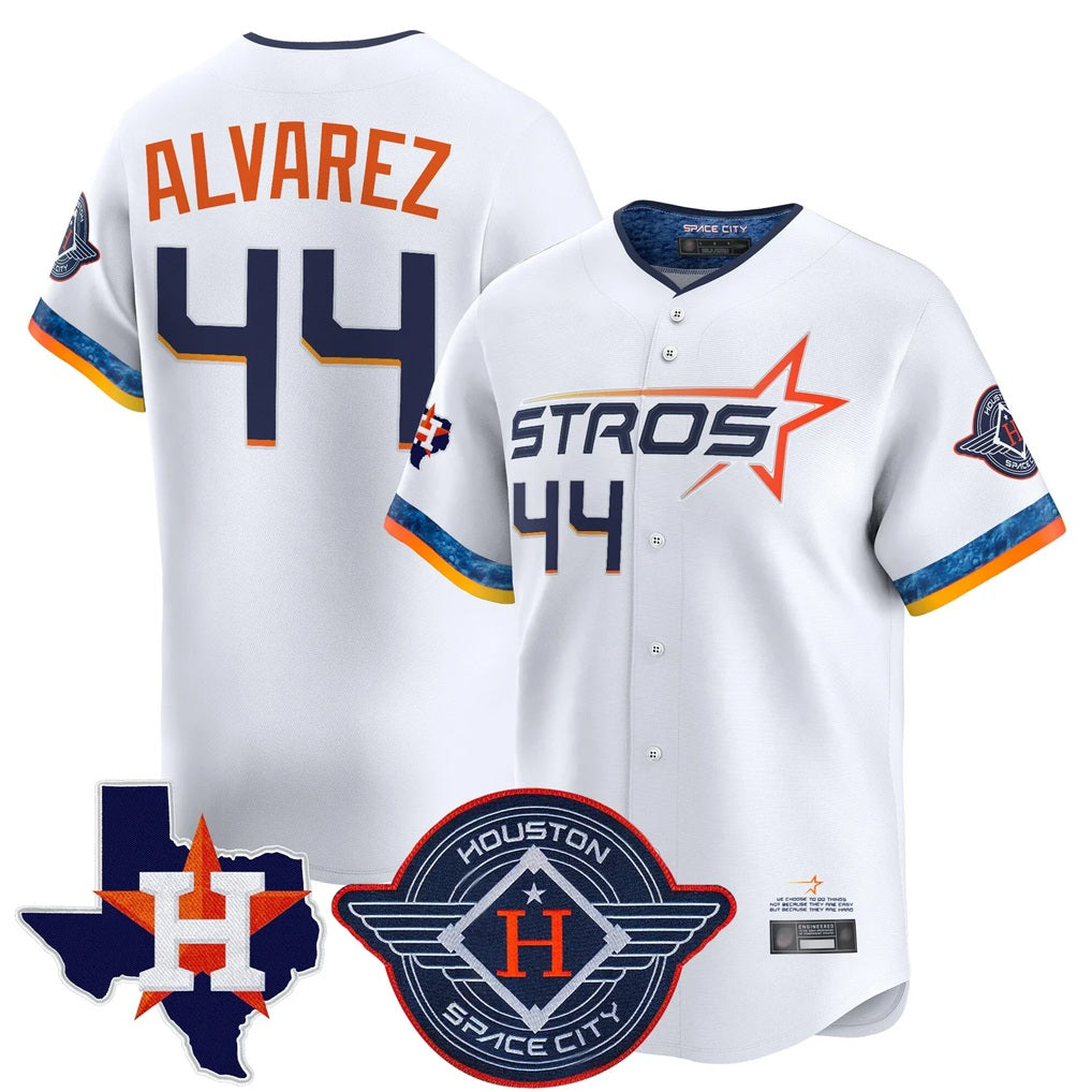 Houston Astros #44 Yordan Alvarez Player White HeidiMiller City Connect Texas Patch Vapor Premier Limited Home Stitched Jerseys
