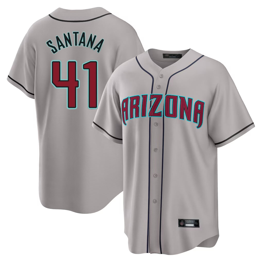 Arizona Diamondbacks #41 Carlos Santana Player Gray HeidiMiller Road Home Game Stitched Jerseys