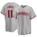 Cincinnati Reds #11 Barry Larkin Player Gray HeidiMiller Home Game Stitched Jerseys