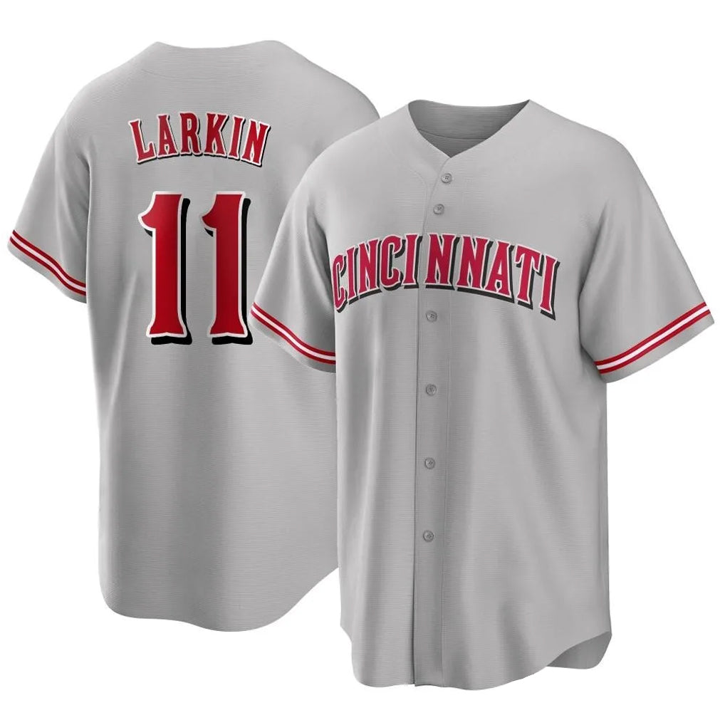 Cincinnati Reds #11 Barry Larkin Player Gray HeidiMiller Home Game Stitched Jerseys