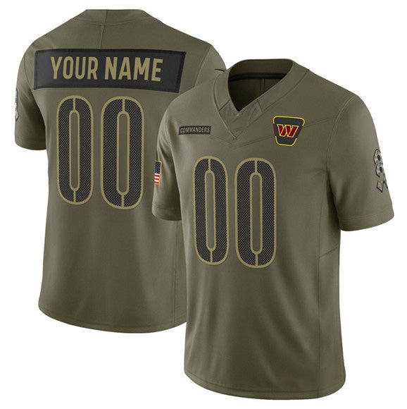 Custom W.Commanders Active Player Olive HeidiMiller 2025 Salute to Service Limited Stitched Jersey