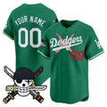 Custom Los Angeles Dodgers x One Piece Green HeidiMiller Zoro Patch Vapor Premier Limited Jersey - Stitched
