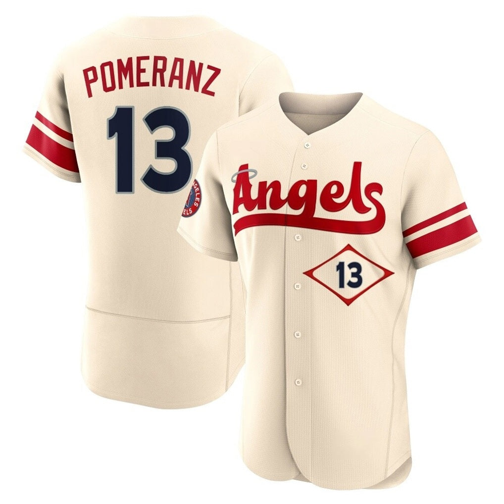 Los Angeles Angels #13 Drew Pomeranz Player Cream HeidiMiller City Connect Limited ELite Home Stitched Jerseys