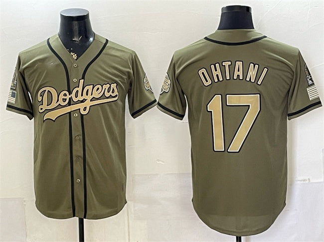 Los Angeles Dodgers #17 Shohei Ohtani Olive HeidiMiller 2026 Armed Forces Day Stitched Jersey
