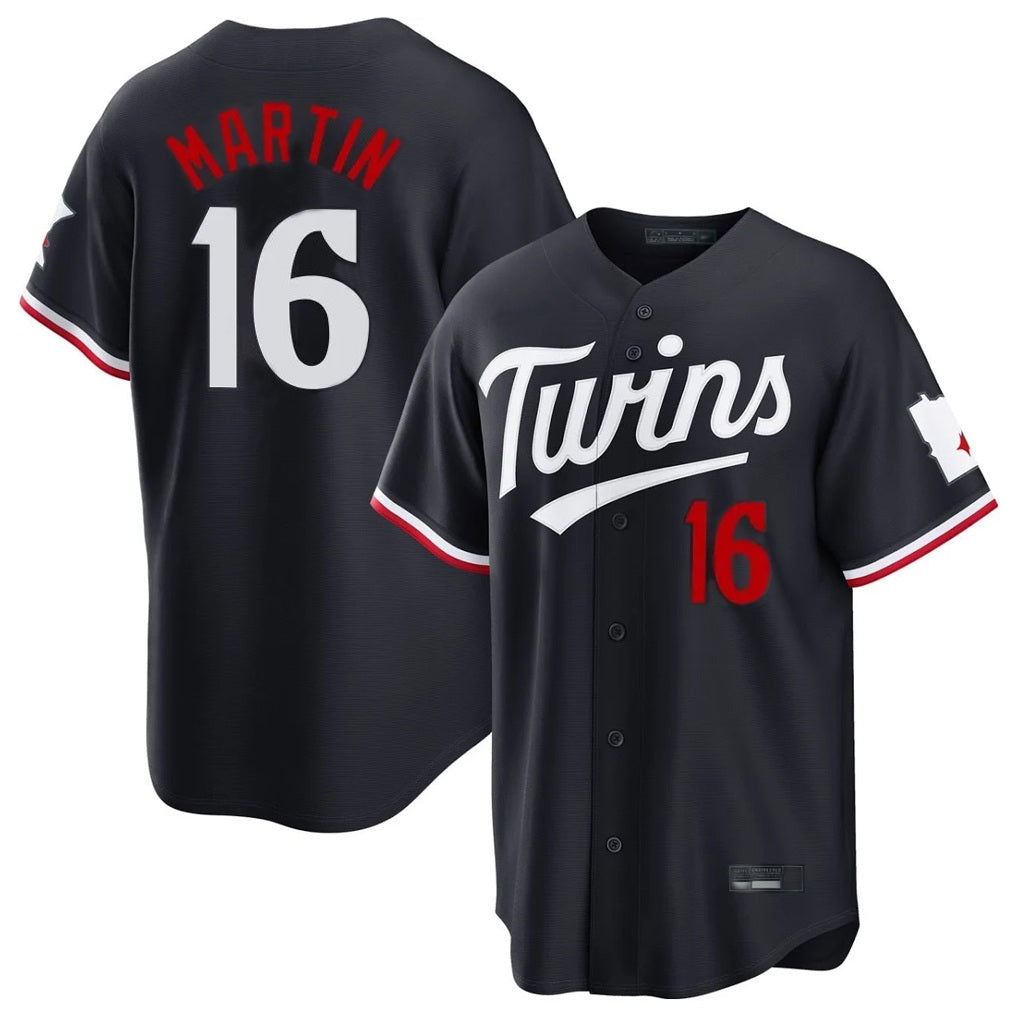 Minnesota Twins #16 Austin Martin Player Navy HeidiMiller Home Game Stitched Jerseys