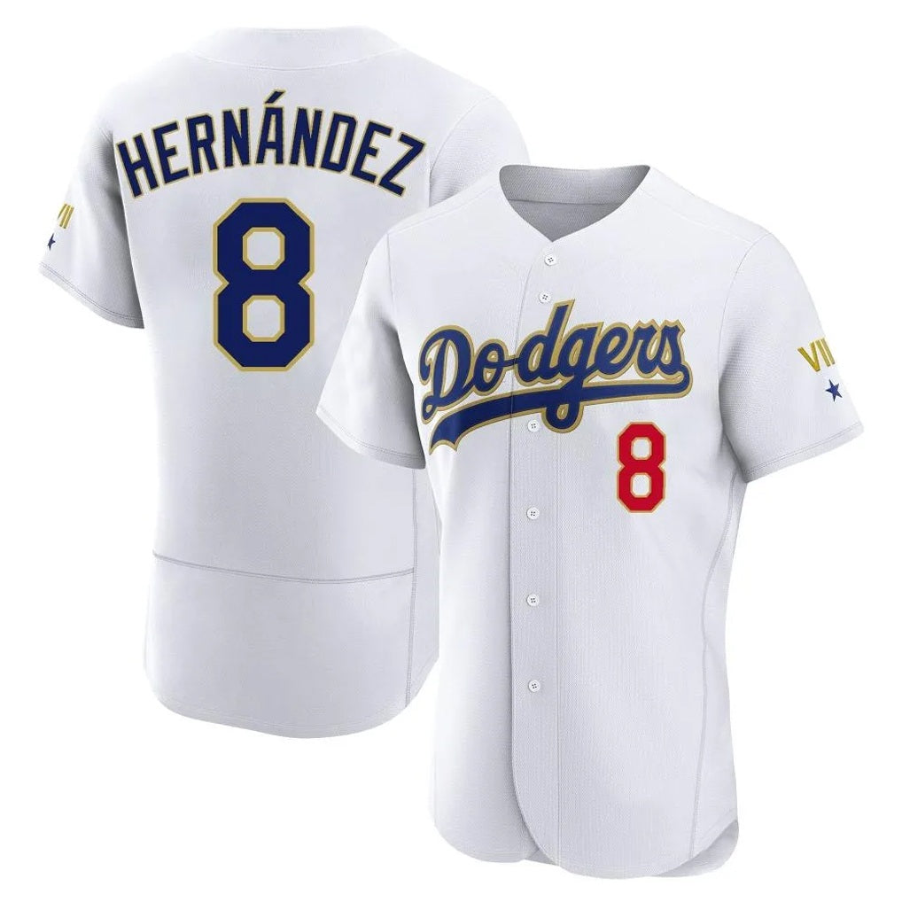 Los Angeles Dodgers #8 Enrique Hern¨¢ndez Player Gold White HeidiMiller 2026 Collection Stadium Limited Elite Stitched Jerseys
