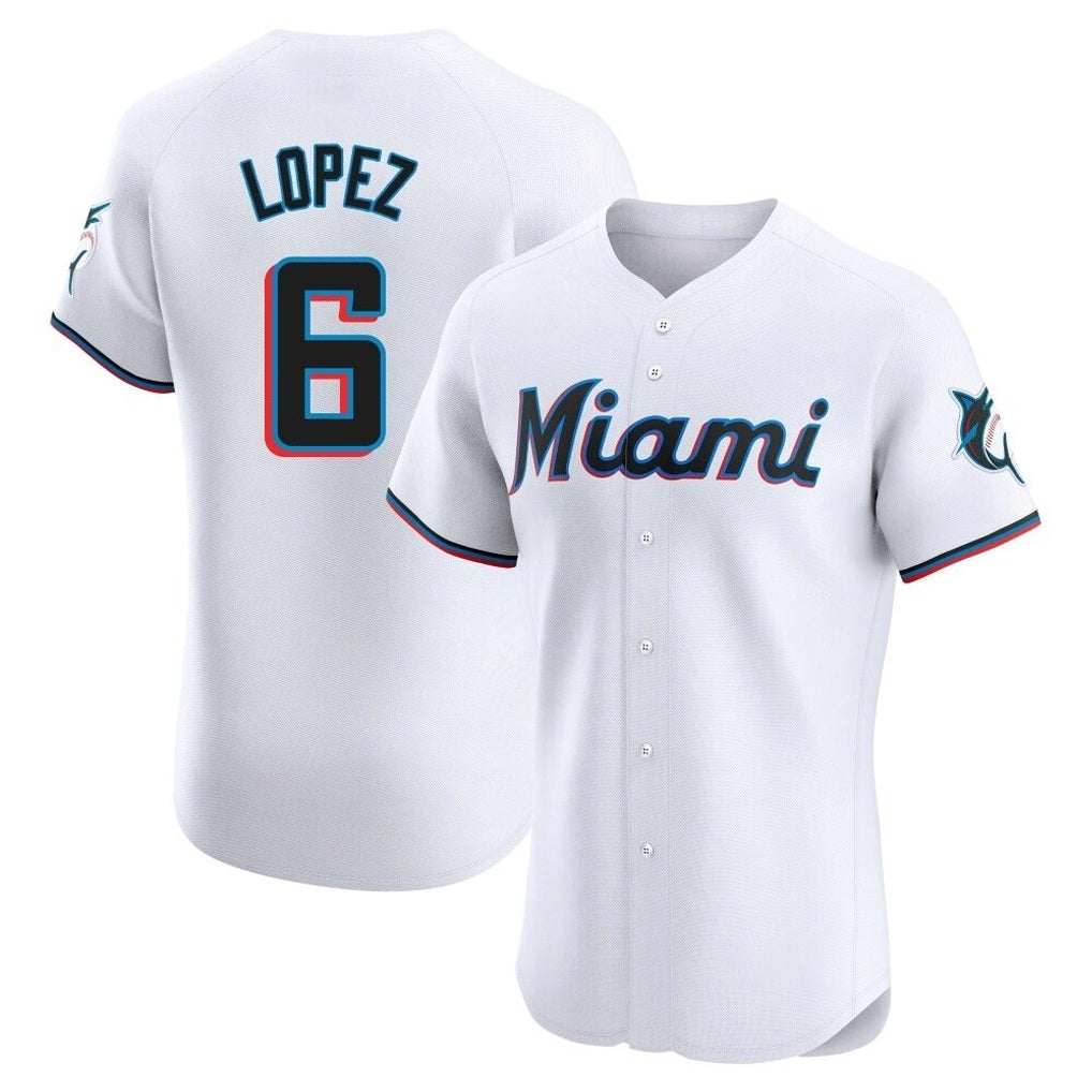 Miami Marlins #6 Otto Lopez Player White HeidiMiller Home Limited Elite Stitched Jerseys