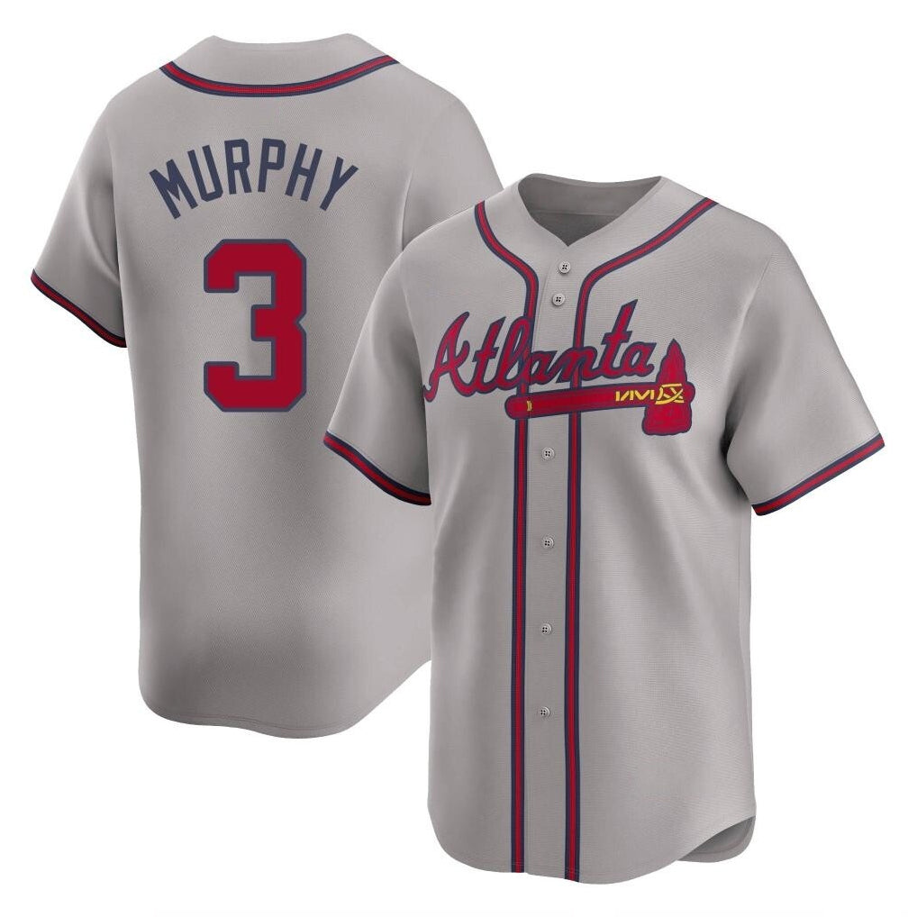 Atlanta Braves #3 Dale Murphy Player Gray HeidiMiller Limited Home Game Stitched Jerseys