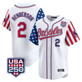 Baltimore Orioles #2 Gunnar Henderson Player White HeidiMiller USA 250 Independence Day Vapor Premier Home Game Stitched Jerseys