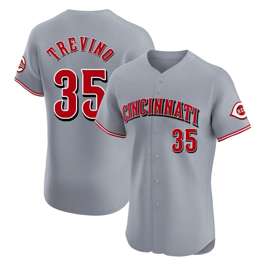 Cincinnati Reds #35 Jose Trevino Player Gray HeidiMiller Limited Elite Home Stitched Jerseys