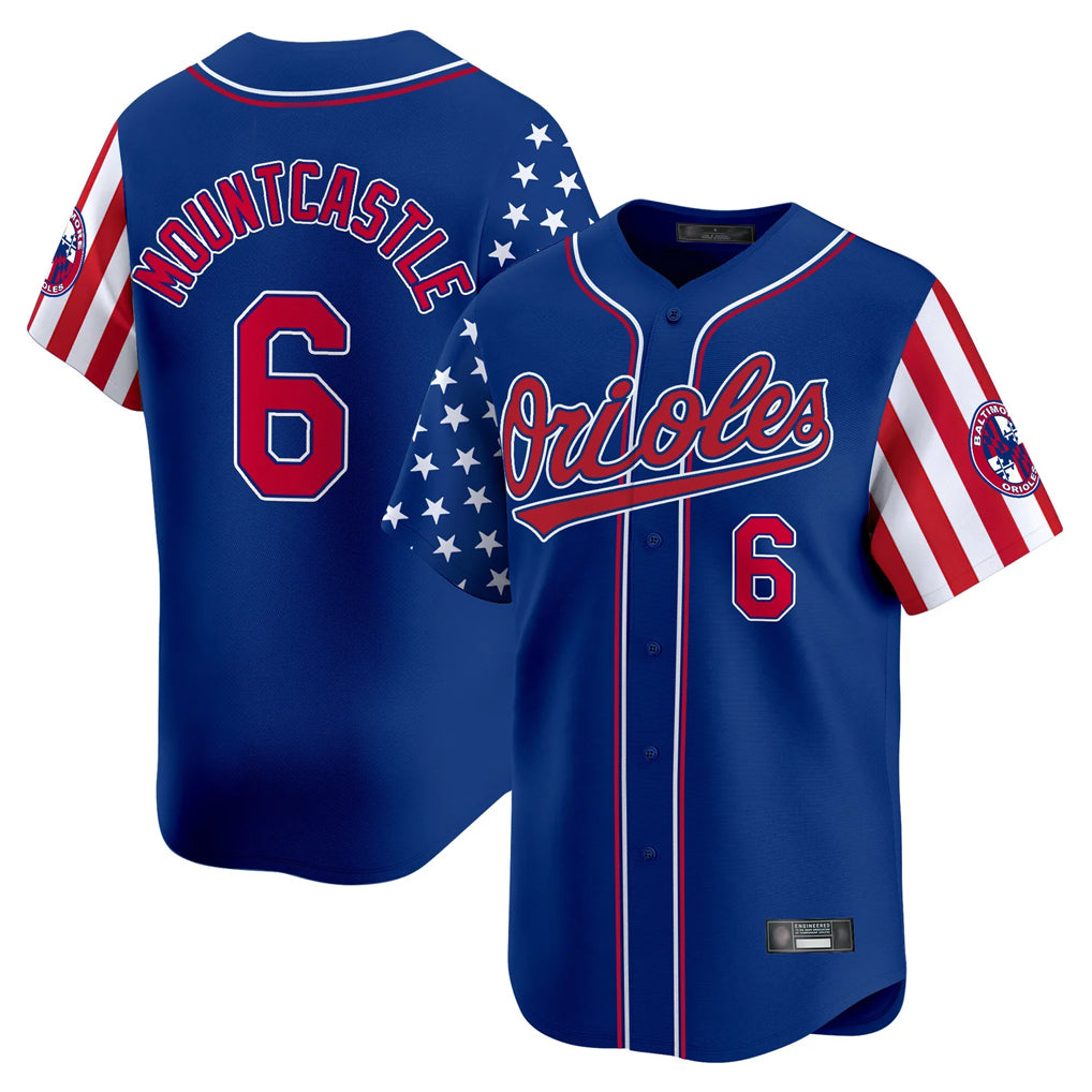 Baltimore Orioles #6 Ryan Mountcastle Player Royal HeidiMiller Independence Day Vapor Premier Limited Home Game Stitched Jerseys