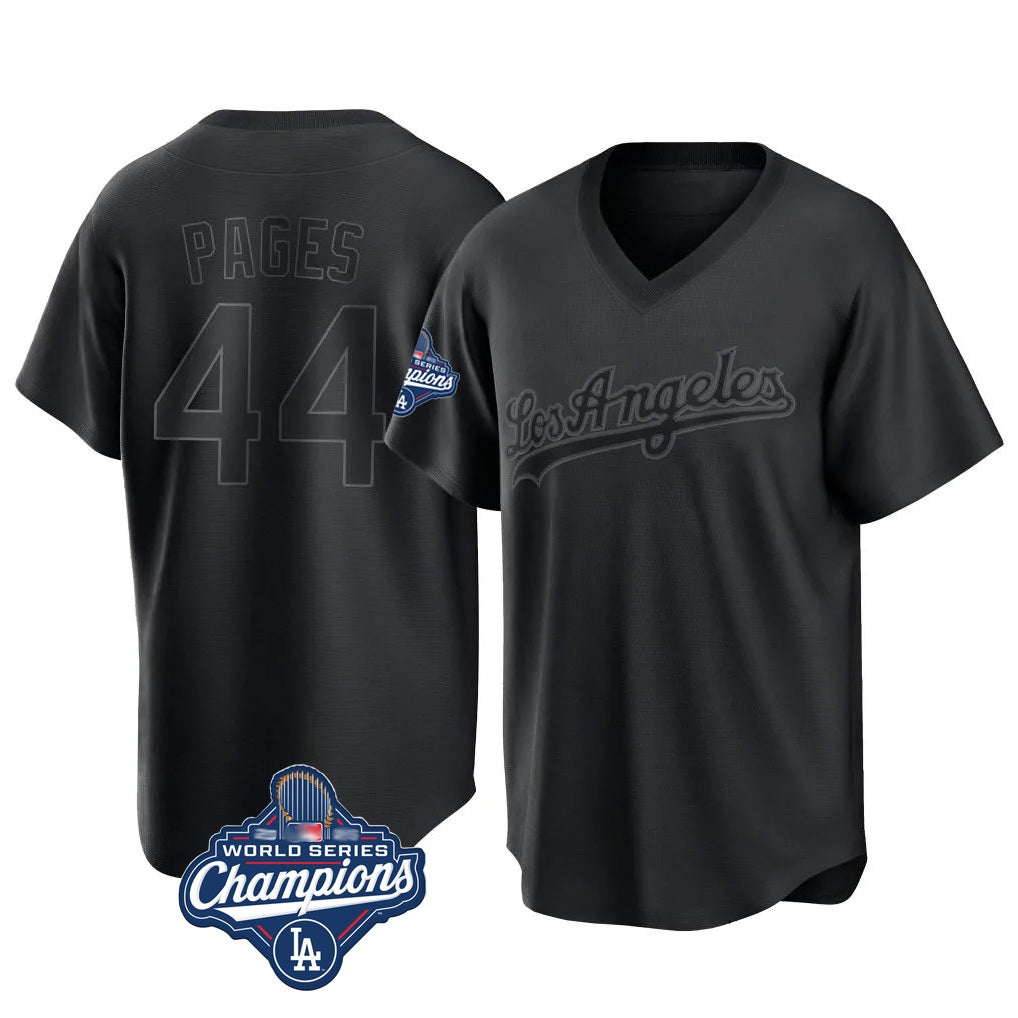 Los Angeles Dodgers #44 Andy Pages Player Black HeidiMiller World Series Meet Pitch Fashion T-shirt Stitched Jerseys