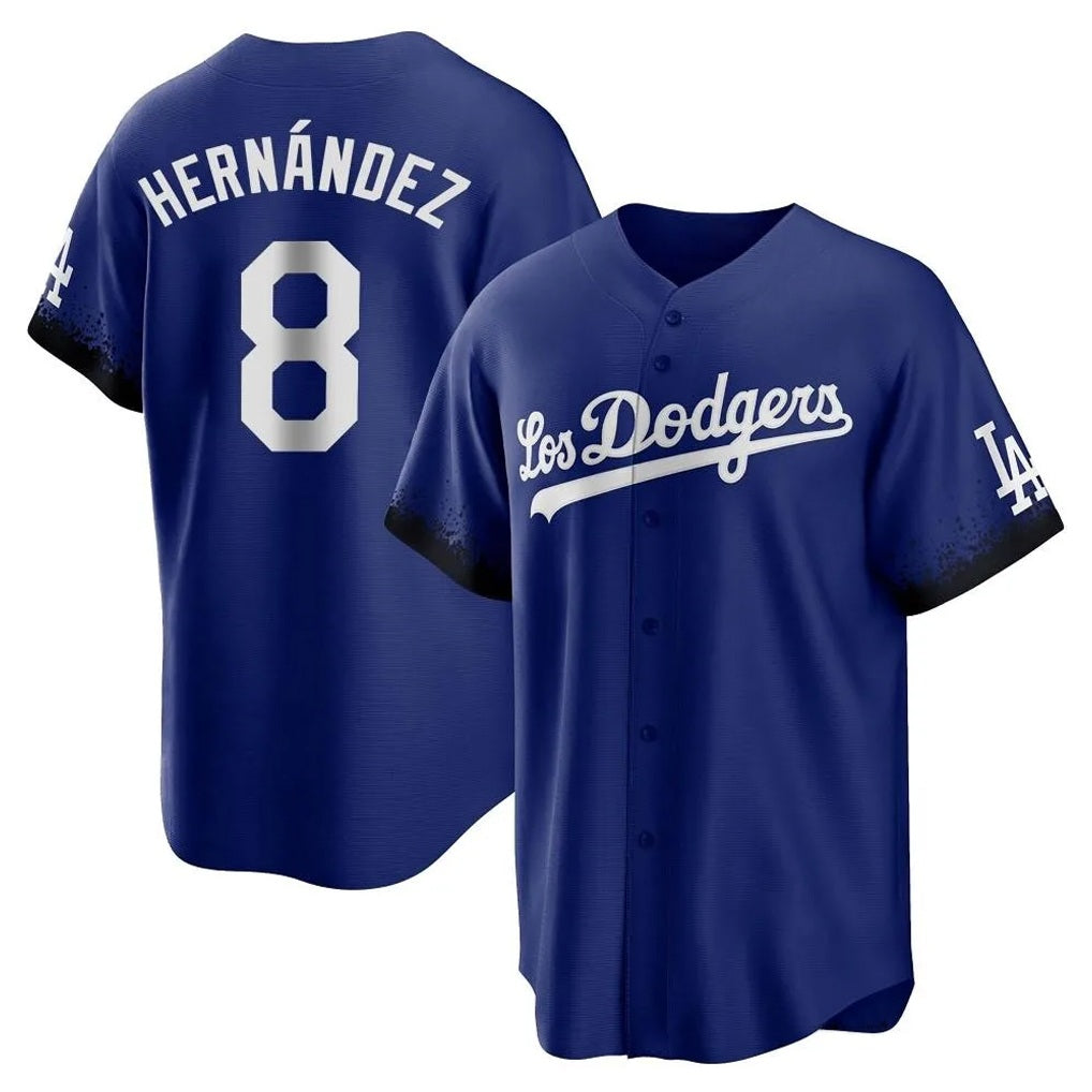 Los Angeles Dodgers #8 Enrique Hern¨¢ndez Player Royal HeidiMiller City Connect Home Game Stitched Jerseys