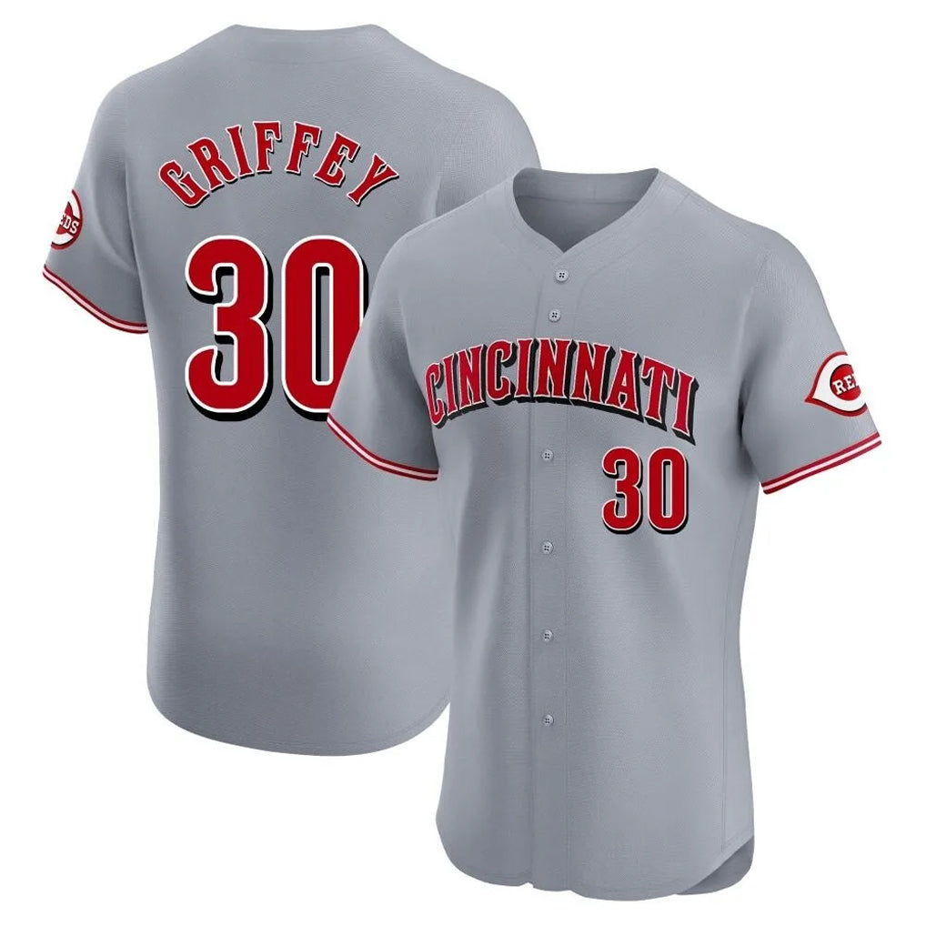 Cincinnati Reds #30 Ken Griffey Player Gray HeidiMiller Limited Elite Home Stitched Jerseys