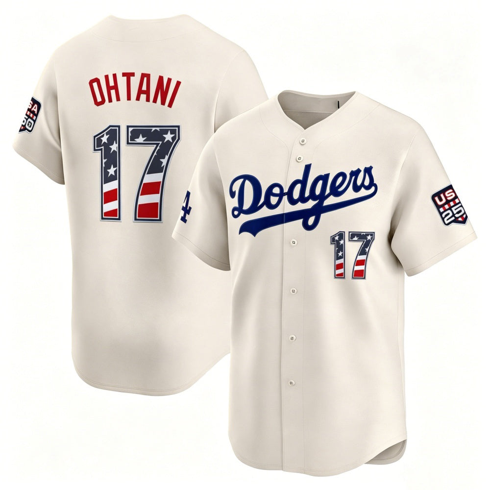 Los Angeles Dodgers #17 Shohei Ohtani Cream HeidiMiller USA 250 Fourth of July Limited Stitched Jersey