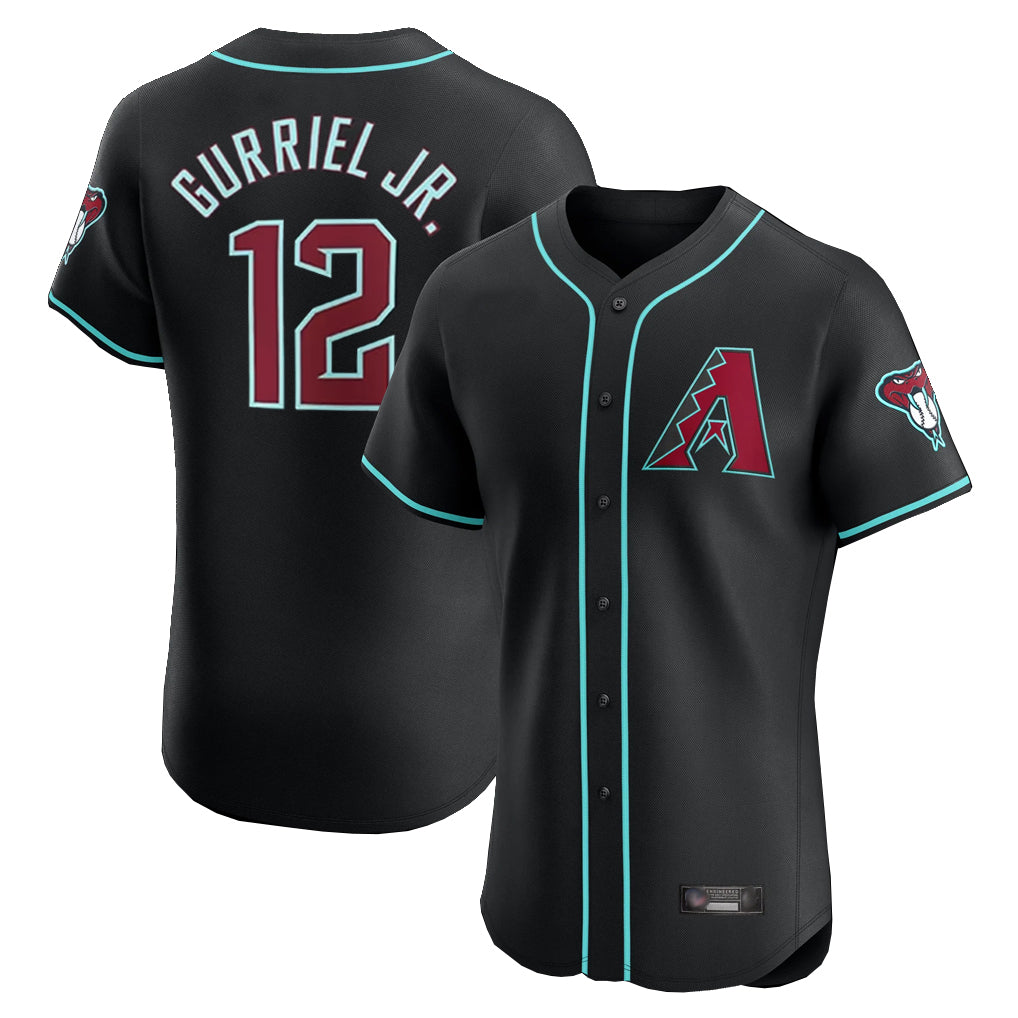 Arizona Diamondbacks #12 Lourdes Gurriel Jr Player Black HeidiMiller Limited Elite Home Game Stitched Jerseys