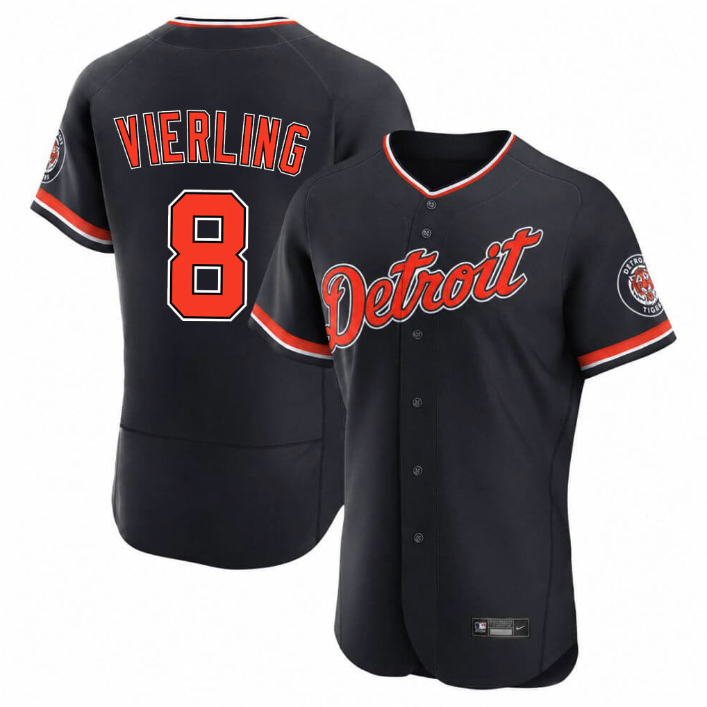 Detroit Tigers #8 Matt Vierling Player Navy HeidiMiller Limited Elite Home Game Stitched Jerseys