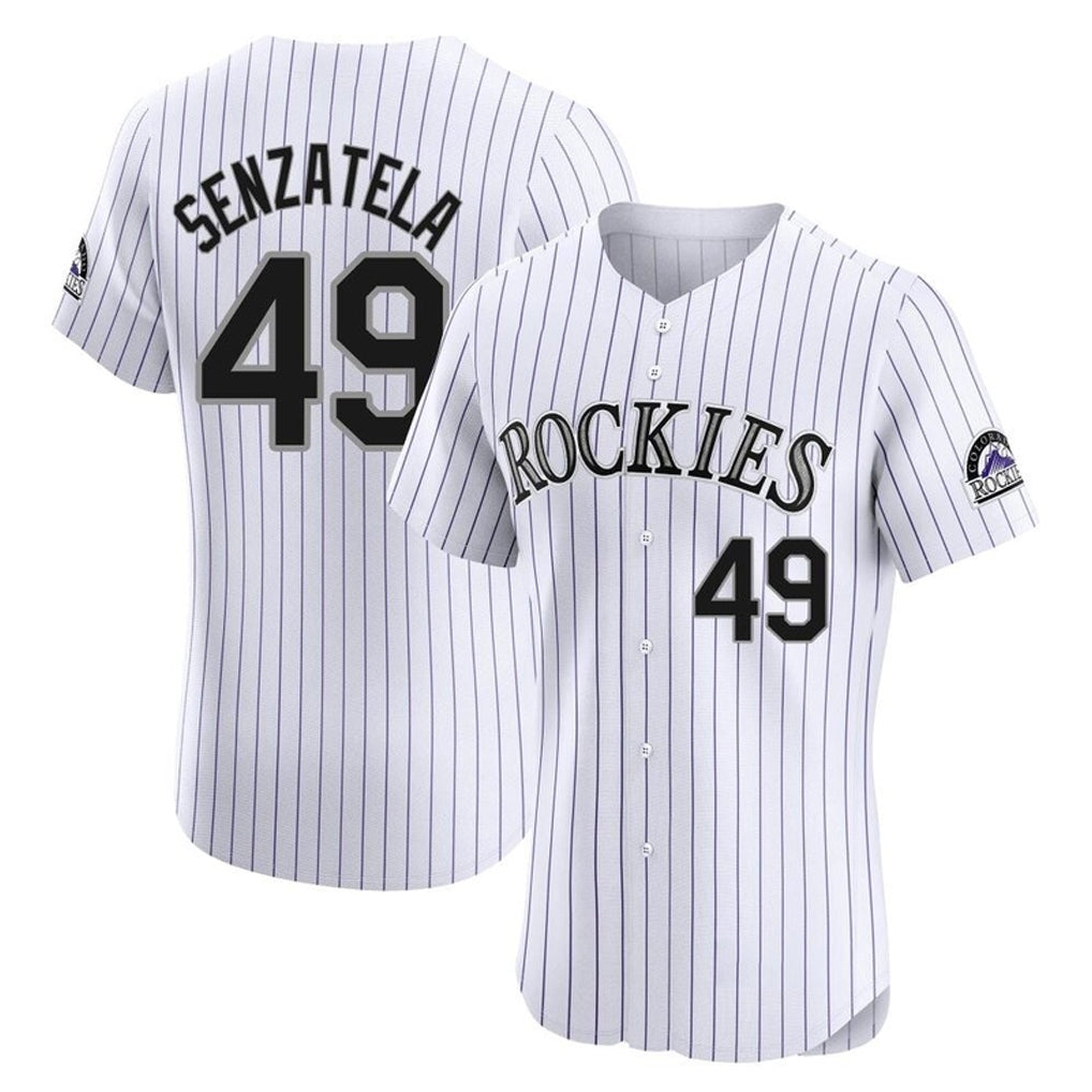 Colorado Rockies #49 Antonio Senzatela Player White HeidiMiller Limited Elite Home Stitched Jerseys