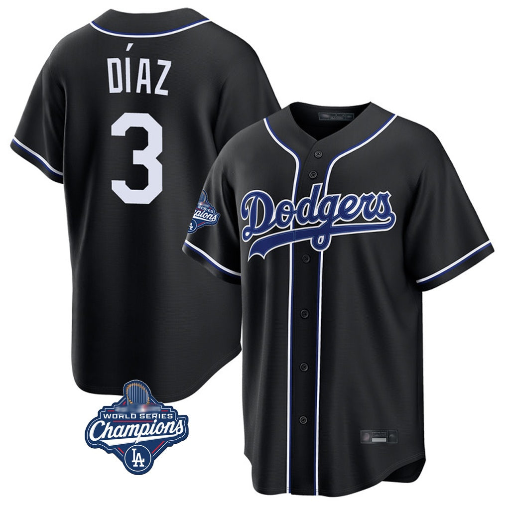 Los Angeles Dodgers #3 Edwin D¨ªaz Player Black HeidiMiller World Series Meet Carbon Limited Home Stitched Jerseys