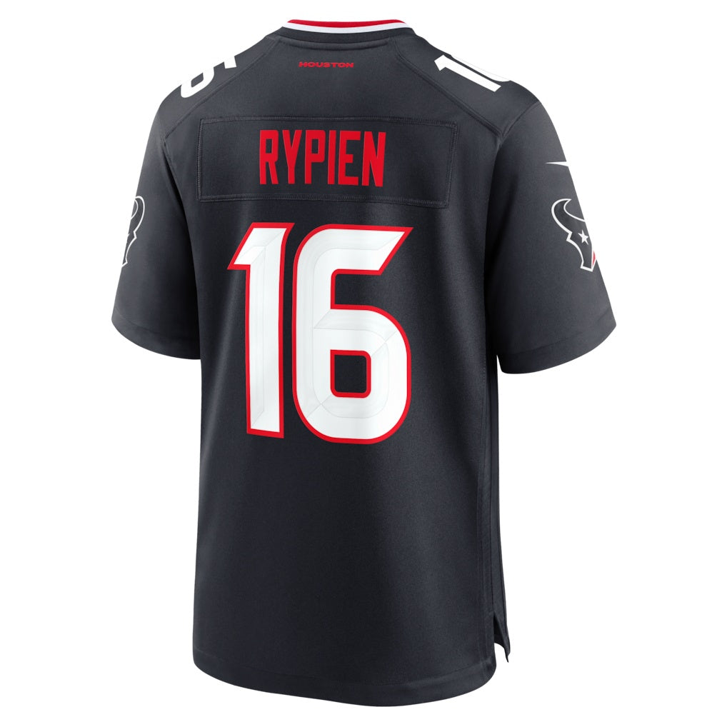 H.Texans #16 Brett Rypien Navy Team Game Jersey HeidiMiller