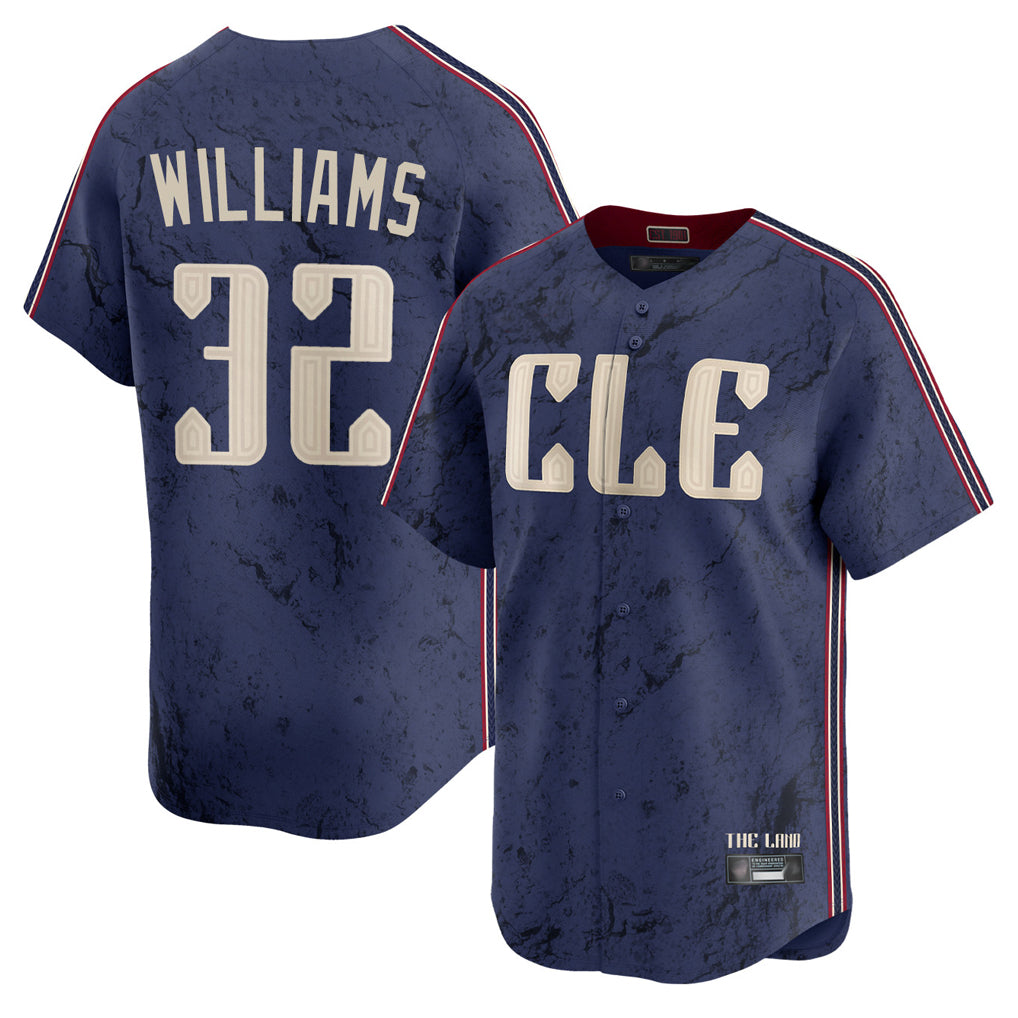 Cleveland Guardians #32 Gavin Williams Player Navy HeidiMiller City Connect Limited Home Stitched Jerseys