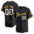 Custom Atlanta Braves Peaches n¡¯ Cream Vapor Premier Limited Jersey ¨C Black Gold HeidiMiller
