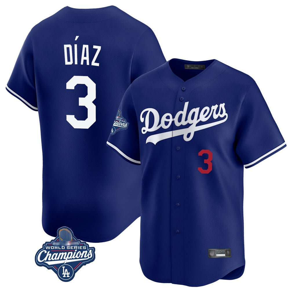 Los Angeles Dodgers #3 Edwin D¨ªaz Player Royal HeidiMiller World Series Meet Limited Home Stitched Jerseys