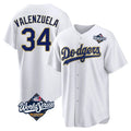 Los Angeles Dodgers #34 Fernando Valenzuela Player Gold White HeidiMiller World Series 2026 Collection Stadium Game Stitched Jerseys