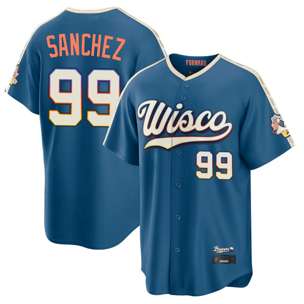 Milwaukee Brewers #99 Gary Sanchez Player Blue HeidiMiller 2026 City Connect Home Game Stitched Jerseys