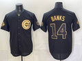 Chicago Cubs #14 Ernie Banks Black Gold HeidiMiller 150th Anniversary Patch Stitched Jersey