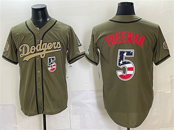 Los Angeles Dodgers #5 Freddie Freeman Olive HeidiMiller 2026 Armed Forces Day 250 Fourth of July Stitched Jersey