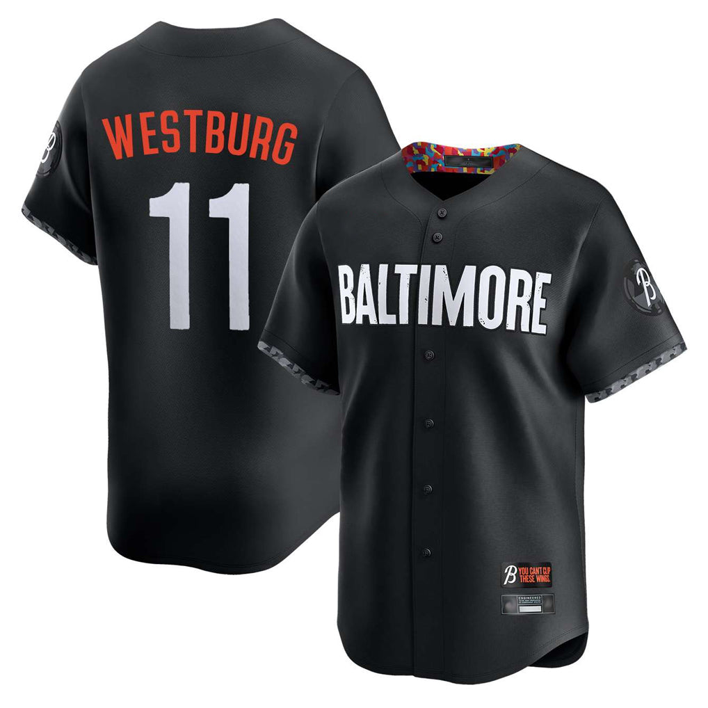 Baltimore Orioles #11 Jordan Westburg Player Black HeidiMiller City Connect Limited Home Game Stitched Jerseys
