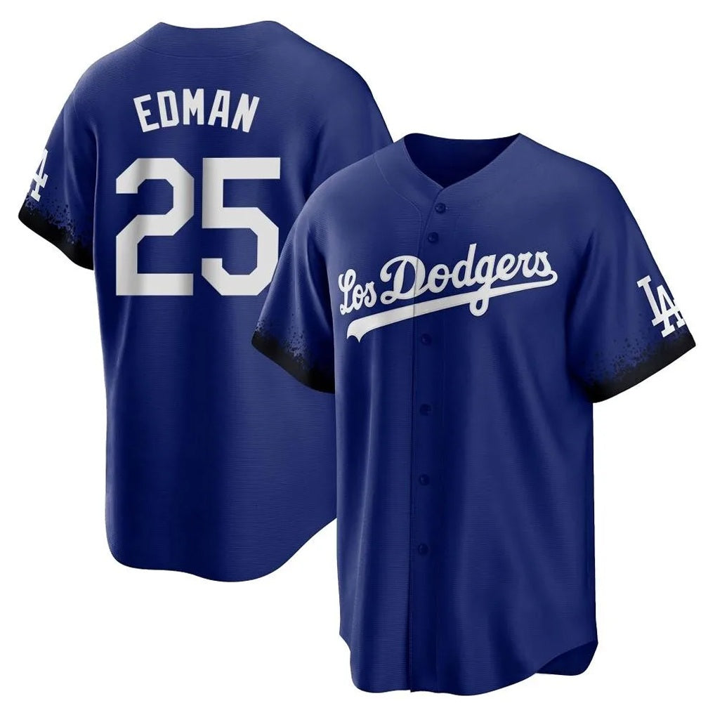 Los Angeles Dodgers #25 Tommy Edman Player Royal HeidiMiller City Connect Home Game Stitched Jerseys