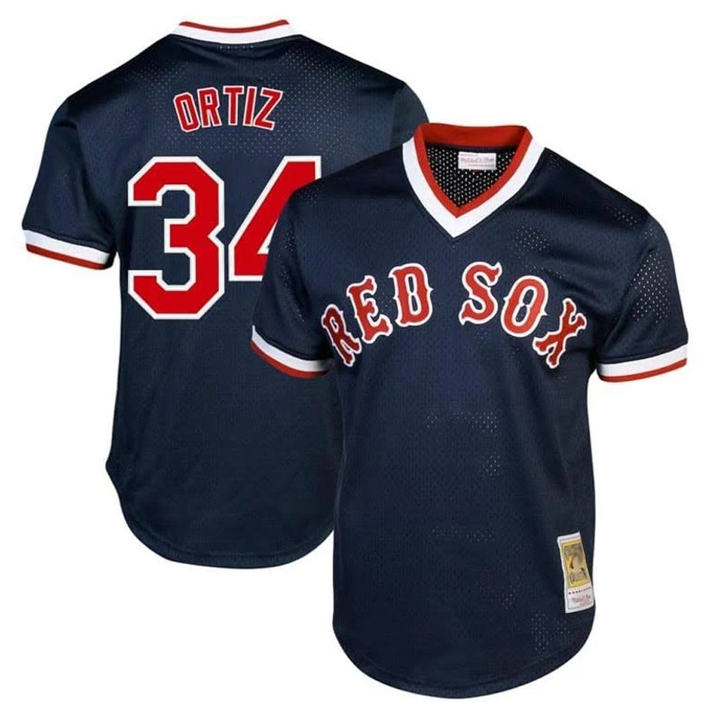 Boston Red Sox #34 David Ortiz Player Navy HeidiMiller Cooperstown Collection Mesh T-shirt Home Stitched Jerseys