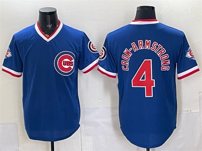 Chicago Cubs #4 Pete Crow-Armstrong Royal HeidiMiller 150th Anniversary Throwback Vapor Limited Stitched Jersey