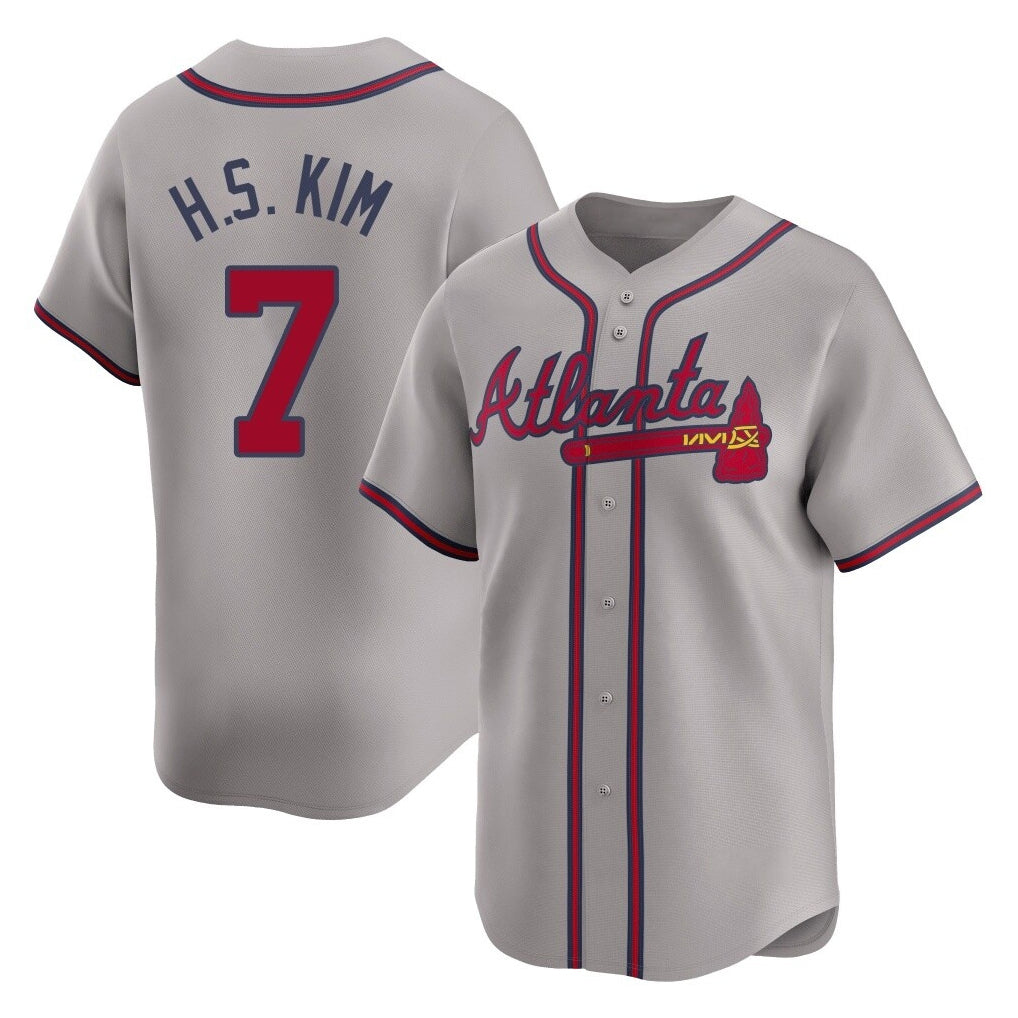 Atlanta Braves #7 Ha-Seong Kim Player Gray HeidiMiller Limited Home Game Stitched Jerseys
