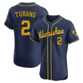 Milwaukee Brewers #2 Brice Turang Player Navy HeidiMiller Home Limited Elite Stitched Jerseys