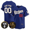 Custom Los Angeles Dodgers Vin Patch & Kobe Bryant Signature Vapor Premier Limited Jersey ¨C Royal HeidiMiller