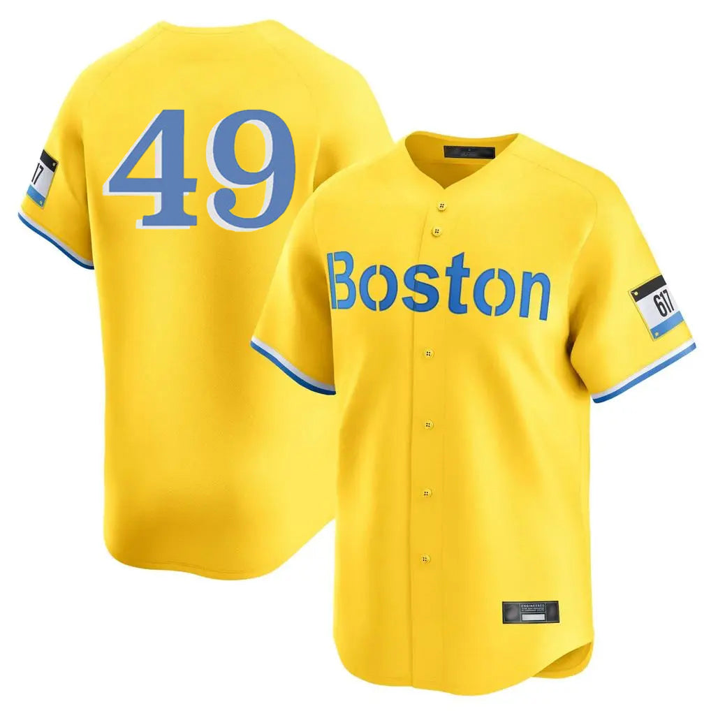 Boston Red Sox #49 Tim Wakefield Player Yellow HeidiMiller Limited Home Game Stitched Jerseys1