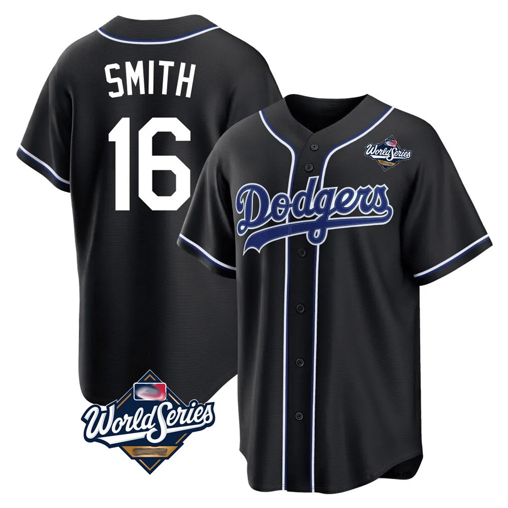 Los Angeles Dodgers #16 Will Smith Player Black HeidiMiller World Series Carbon Limited Home Stitched Jerseys