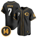 Cincinnati Reds #7 Spencer Steer Player Black-Gold HeidiMiller Vapor Premier Limited Home Stitched Jerseys