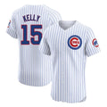 Chicago Cubs #15 Carson Kelly Player White HeidiMiller Limited Elite Home Game Stitched Jerseys