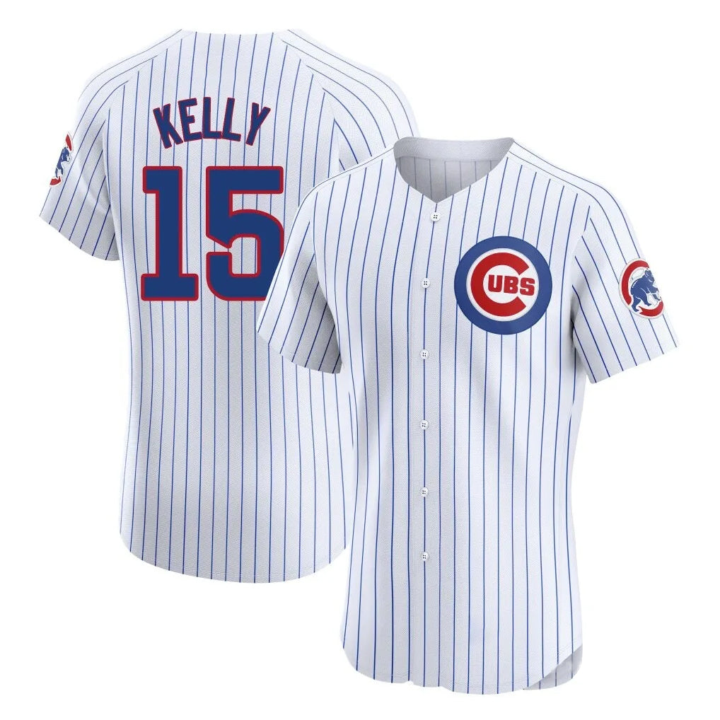 Chicago Cubs #15 Carson Kelly Player White HeidiMiller Limited Elite Home Game Stitched Jerseys