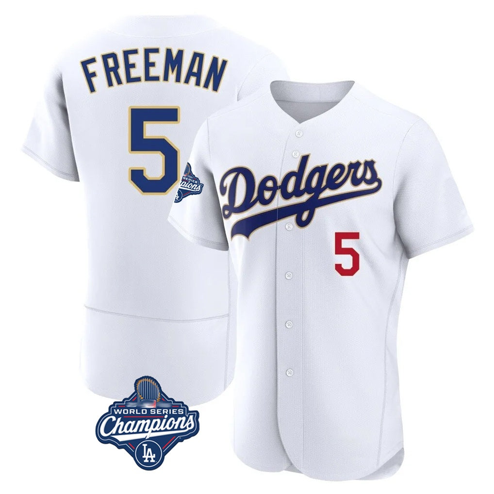 Los Angeles Dodgers #5 Freddie Freeman Player Gold White HeidiMiller World Series Meet 2026 Collection Stadium Limited Elite Stitched Jerseys